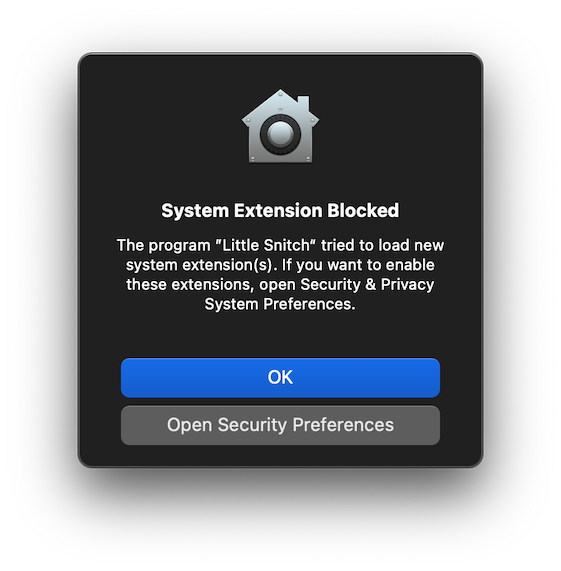 Enable system extensions. Enable system extensions