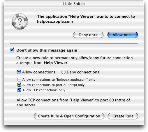 Little snitch configuration.apple.com online